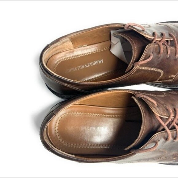 J&M Conard Plain Toe Derby Brown Leather Shoes - Picture 6 of 9